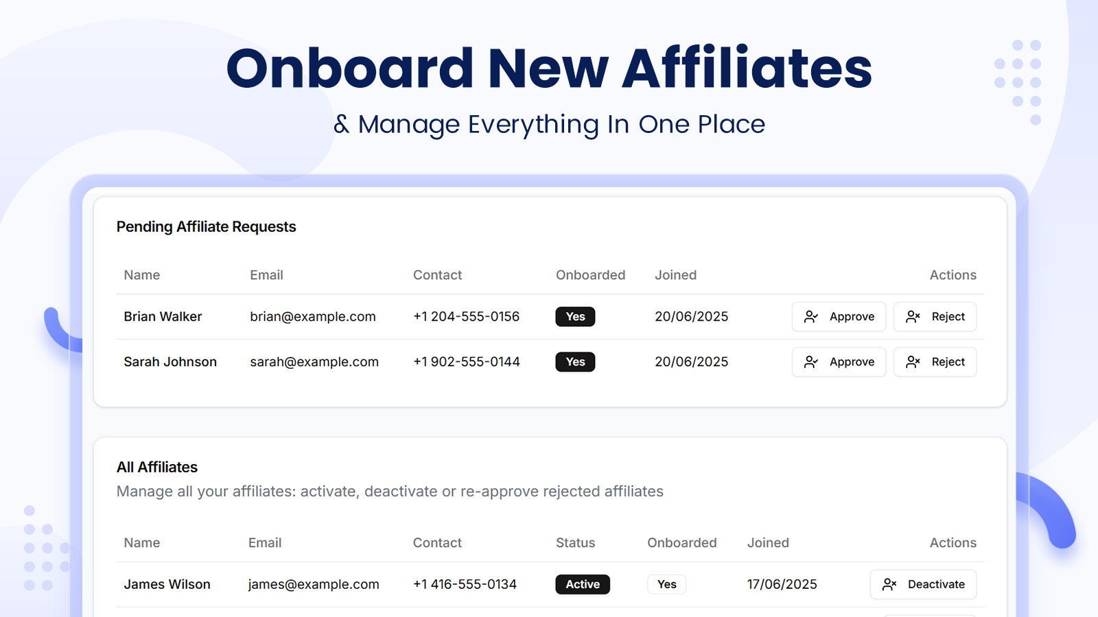 Onboard Affiliates