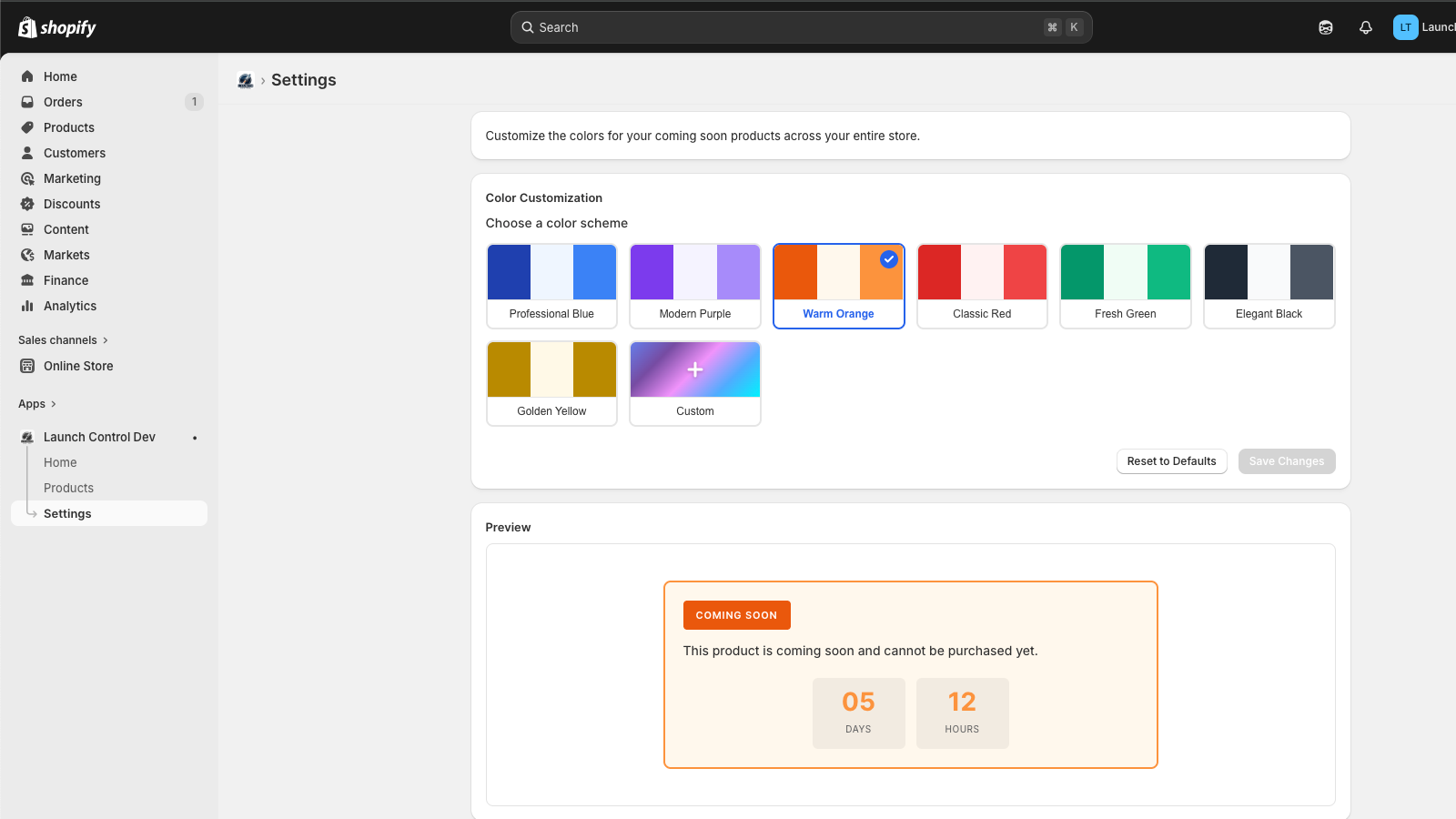 Custom Color Schemes