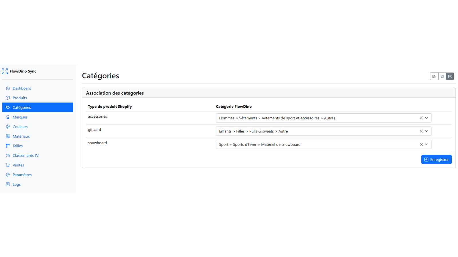Mapping de catégories