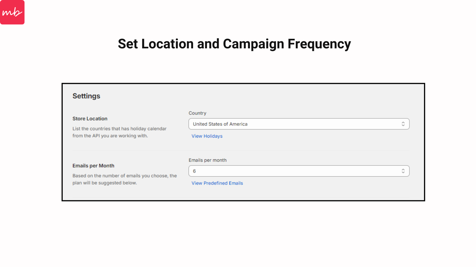 choose store location and the number of emails 