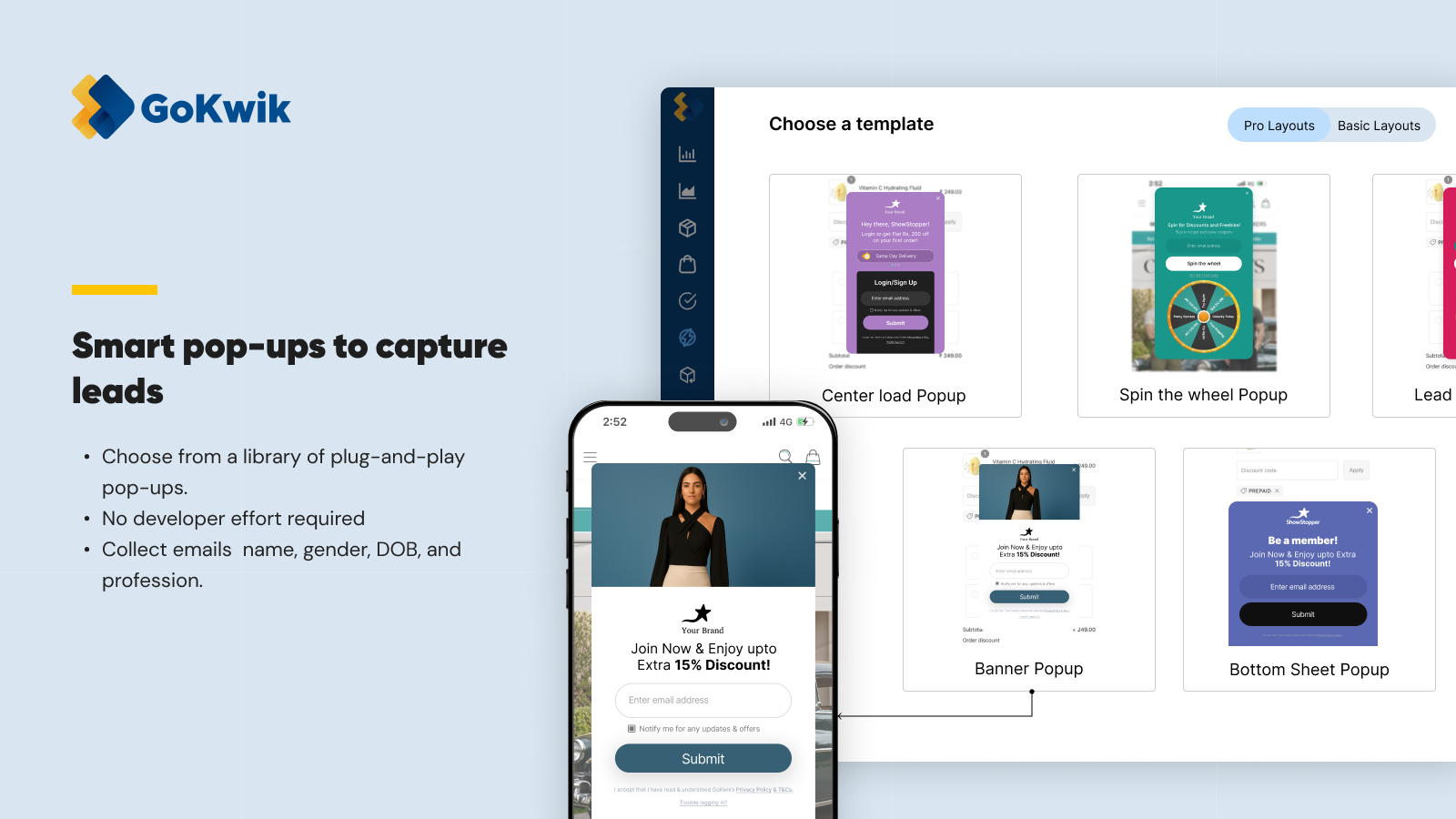 Smart pop-ups to capture leads