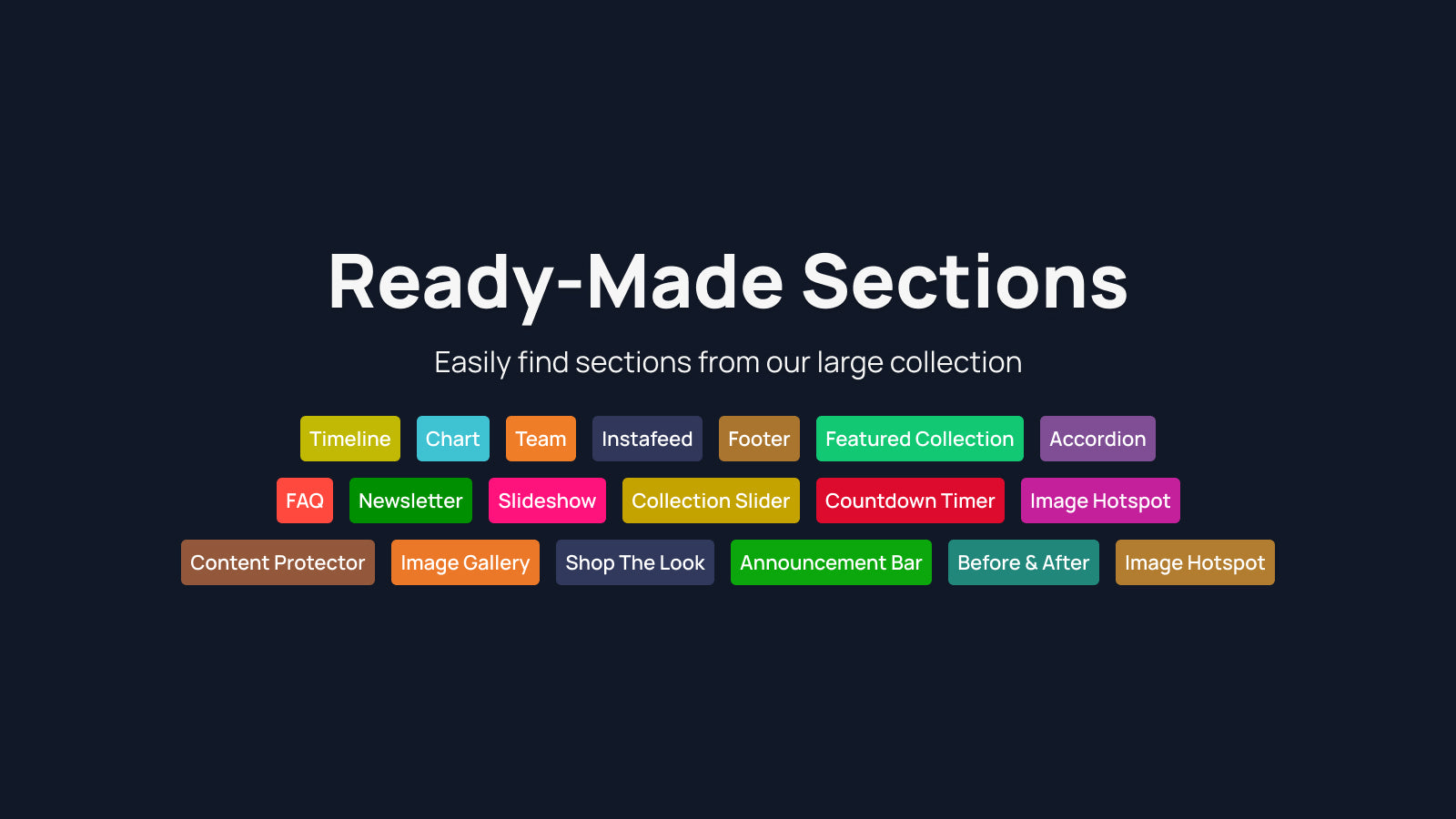 Explore library for ready-made sections