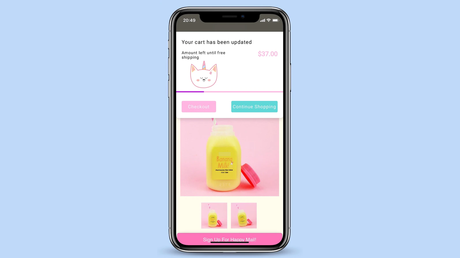 Free Shipping Popup – Custom popup and image on website (Mobile)