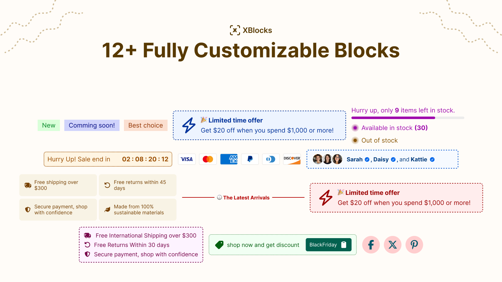 Overview of all blocks and designs of the XBlocks app