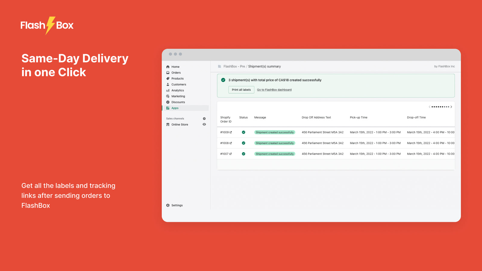Shipments Summary Page