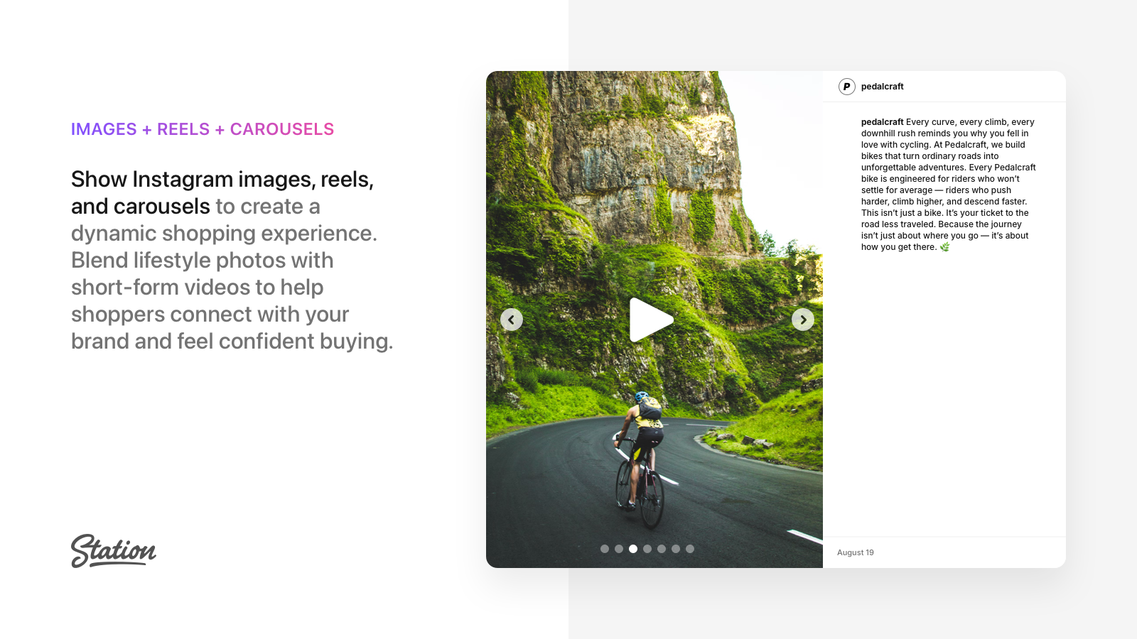 Show Instagram images, reels, and carousels