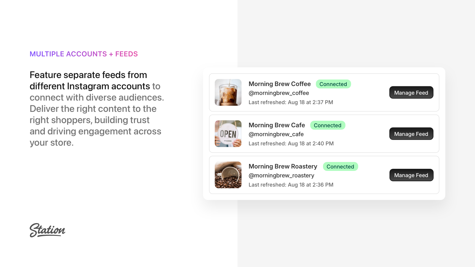 Feature separate feeds from different Instagram accounts
