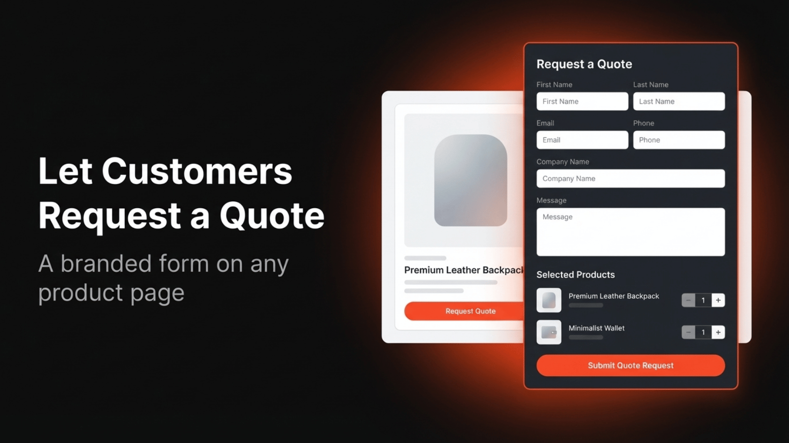 Quote request form on a product page
