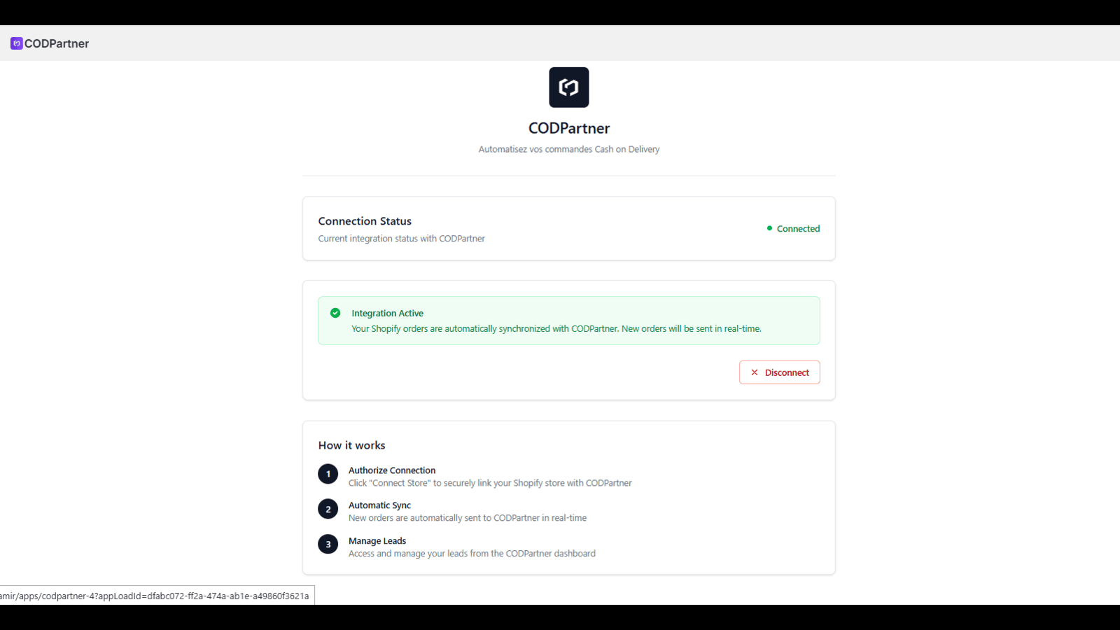 App Home Page After Connection