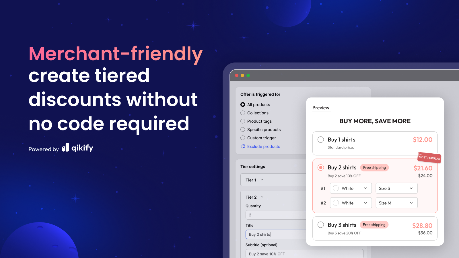 Create tiered discounts without no code requir