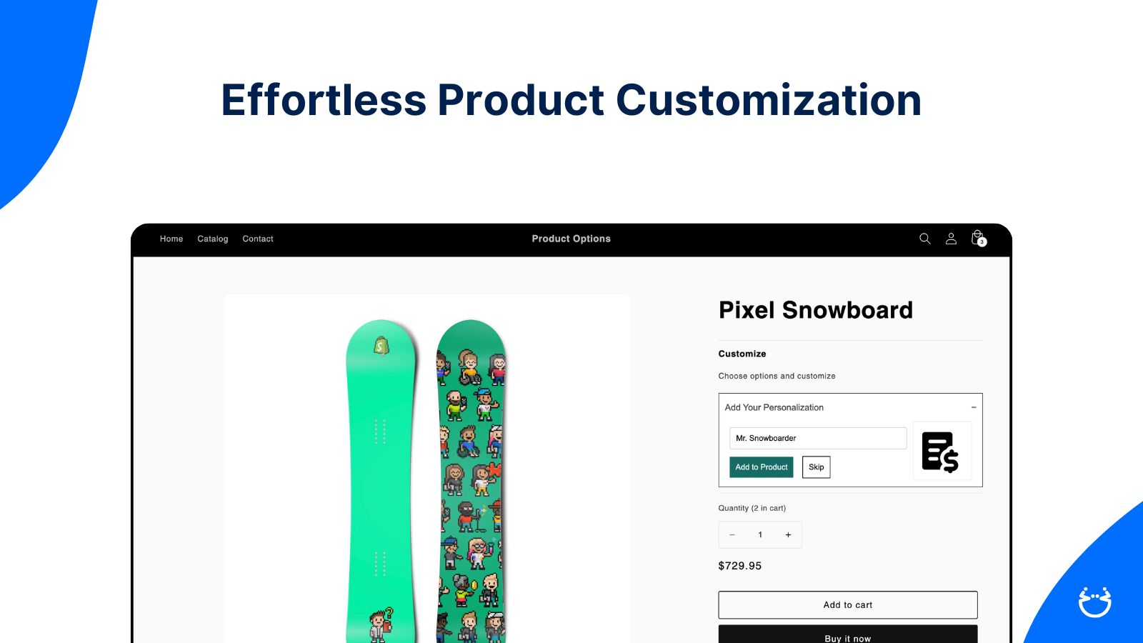 unlimited product options screenshot