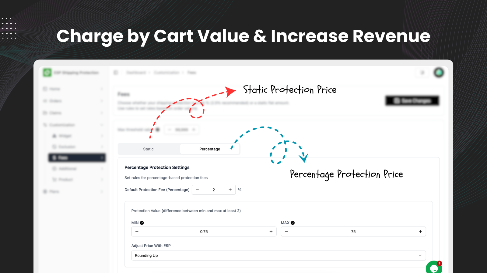 Shipping protection fees settings