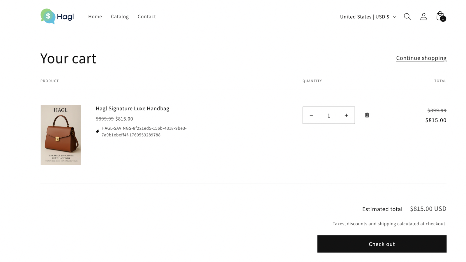 Seamless cart integration with discounting shown