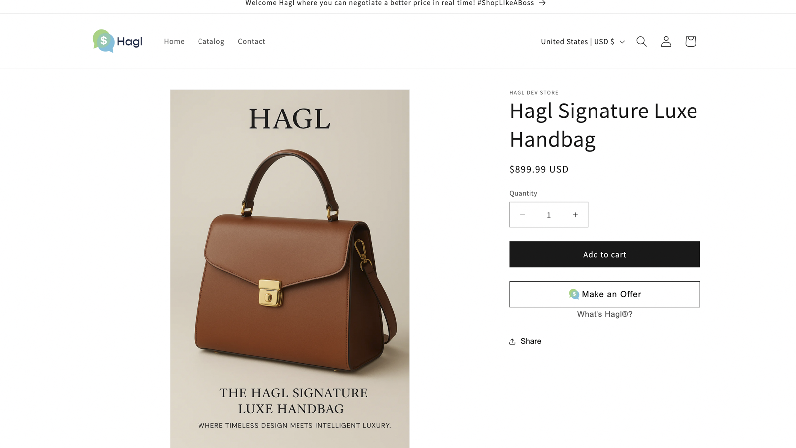 Hagl button engages shoppers to negotiate