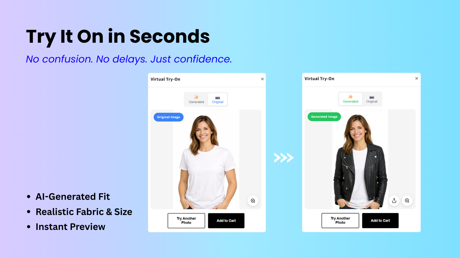 Virtual try-on results - original vs AI-generated images