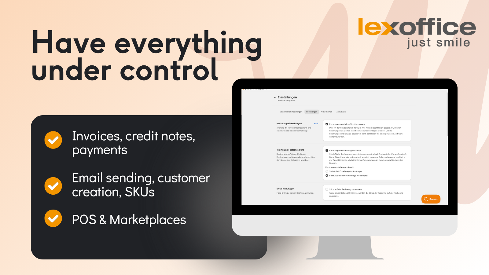 lexoffice integration shopify transferlog