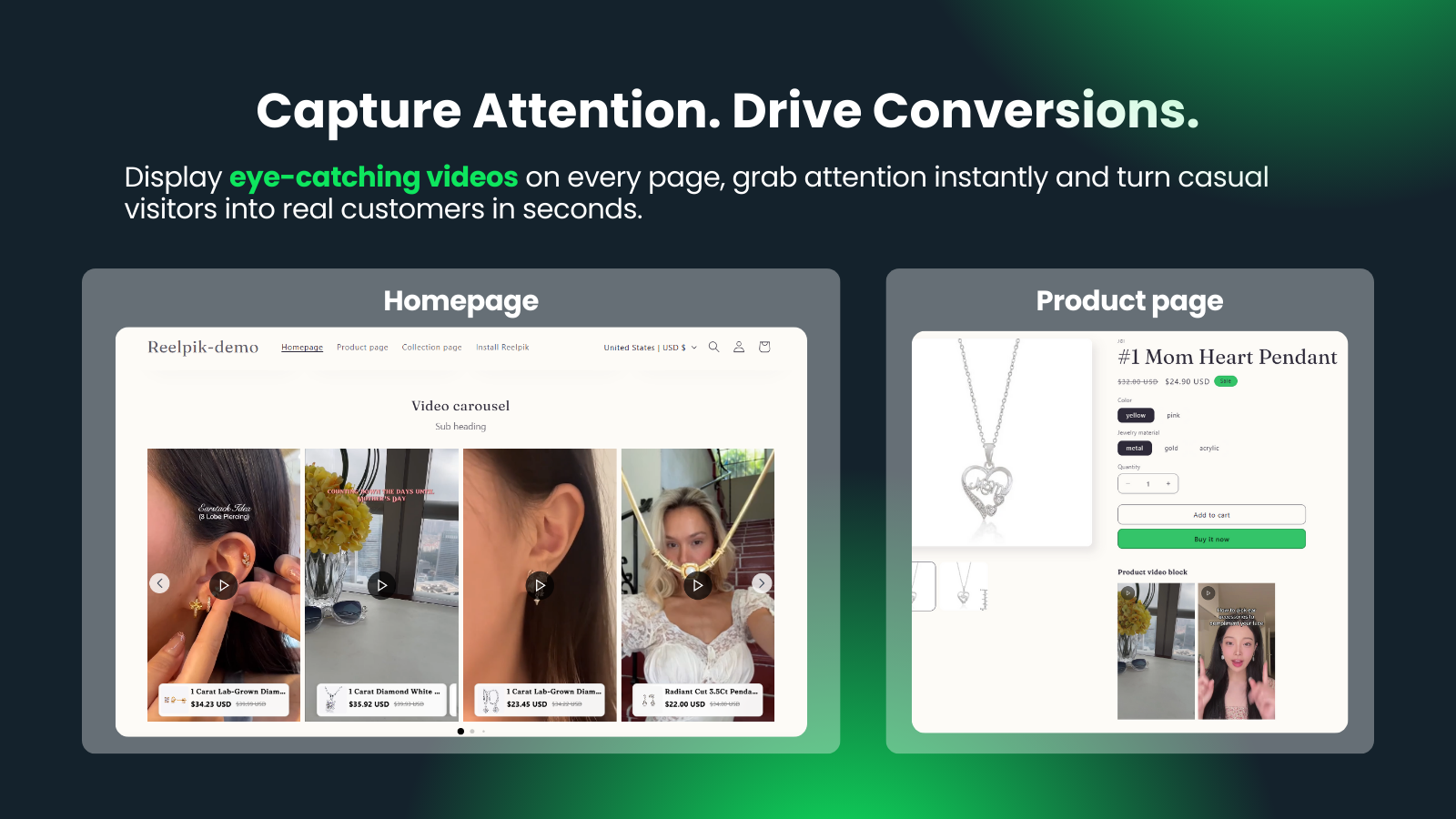 display shoppble videos widget on store