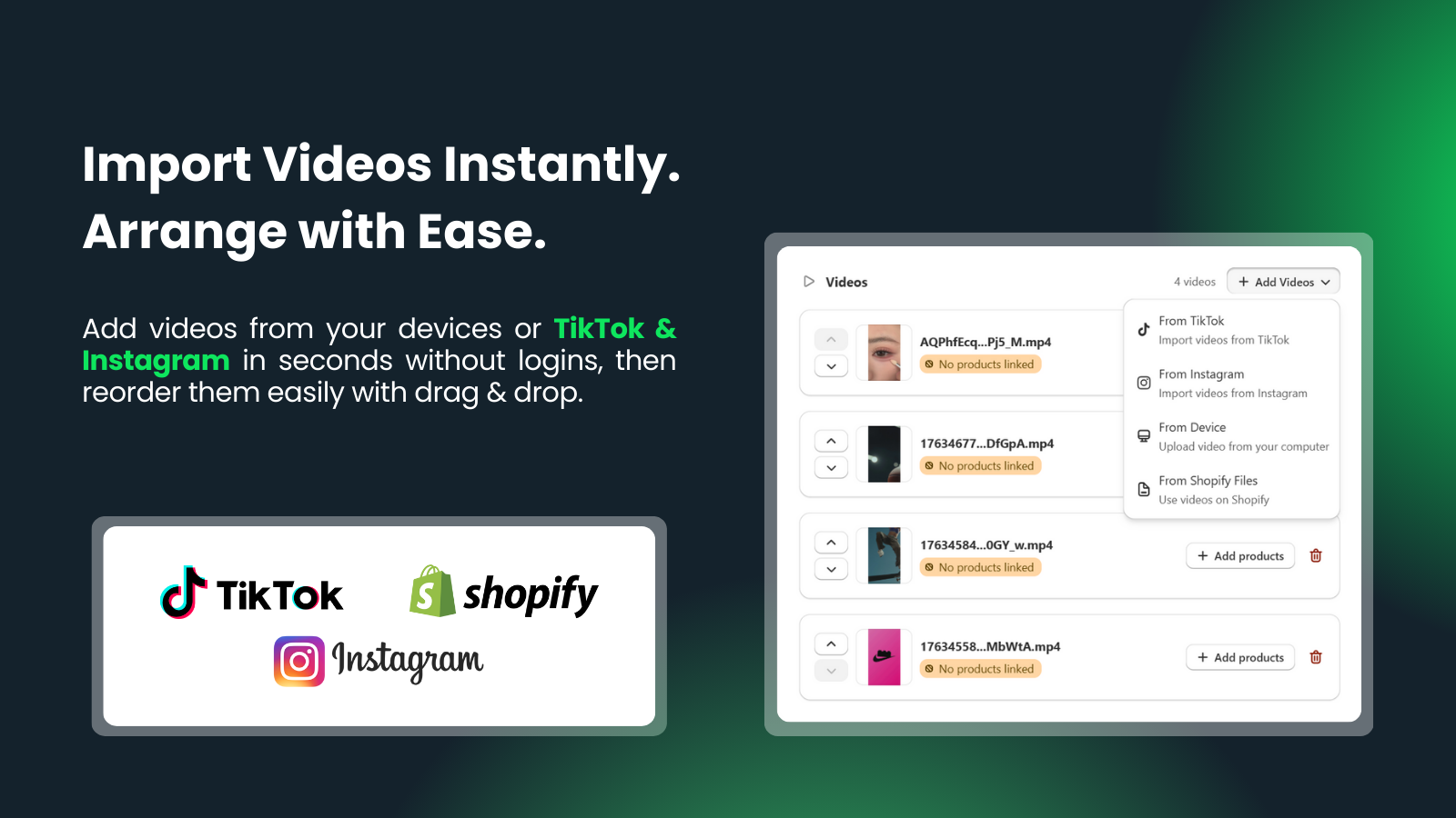 import videos tiktok instagram 