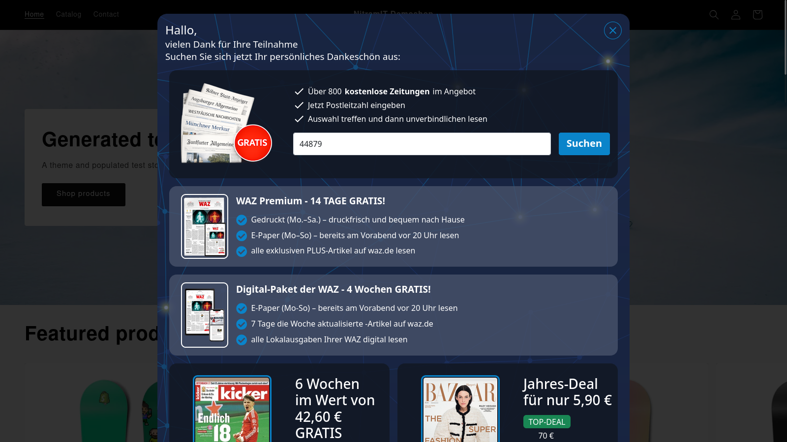Shop Popup Auf Startseite