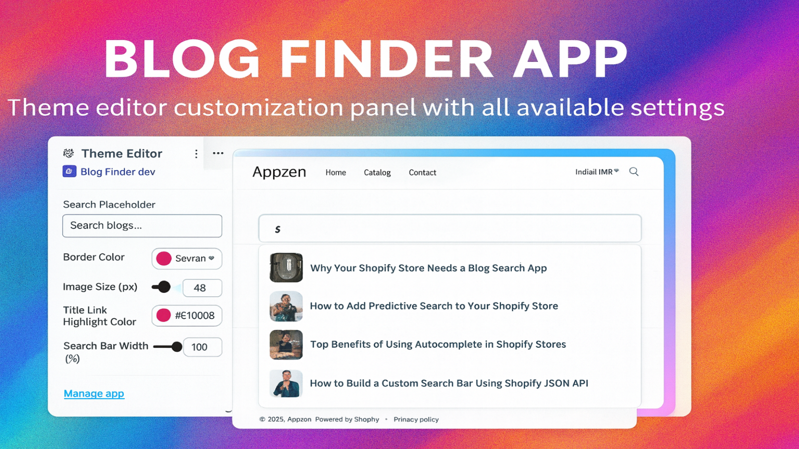 Theme editor customization panel with all available settings