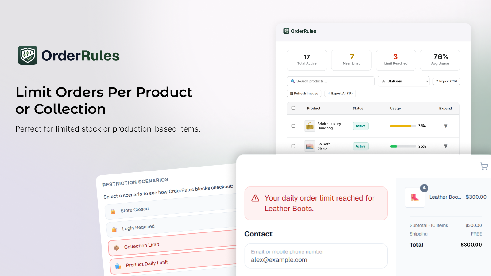 Limit orders per product or collection to manage stock