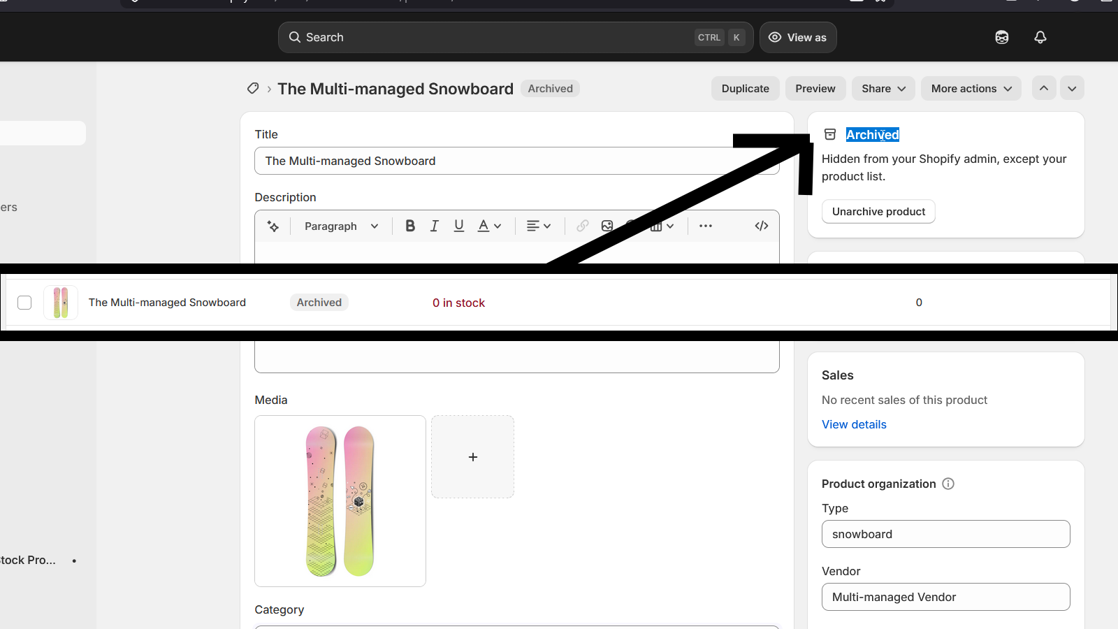 Product is archived when out of stocks