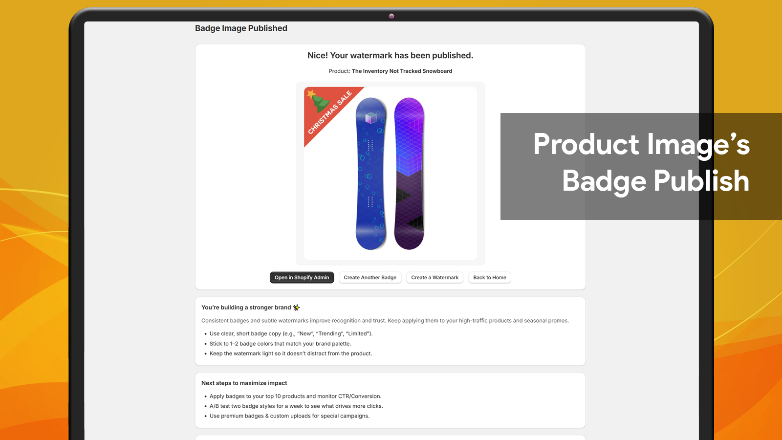 Product Image Badge Publishing