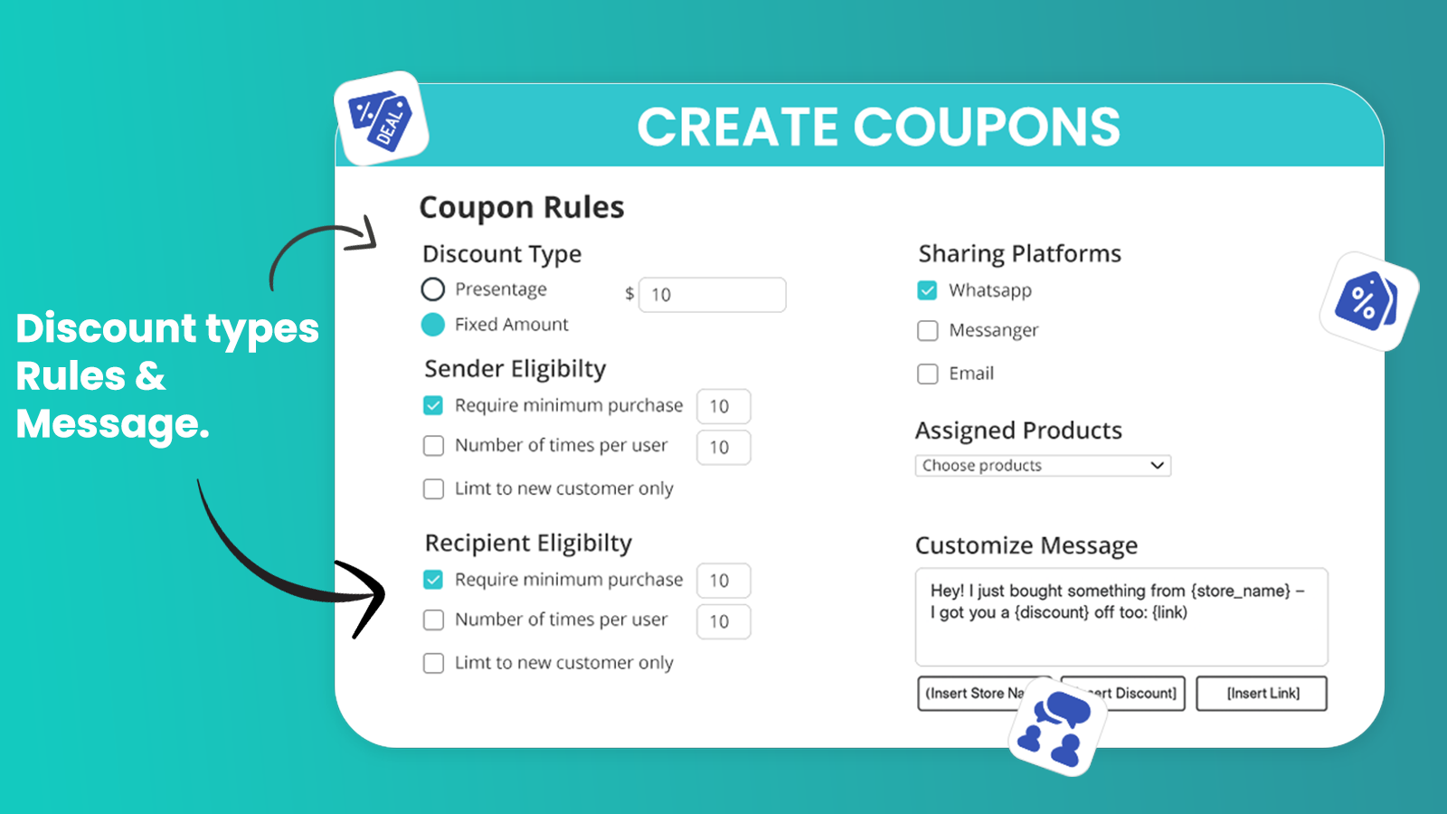 Create coupons that shoppers can share