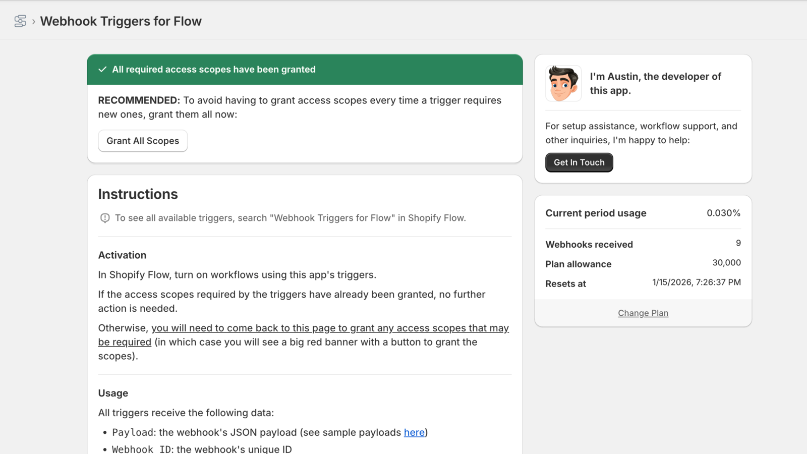 Instructions and metrics for Webhook Triggers for Shopify Flow