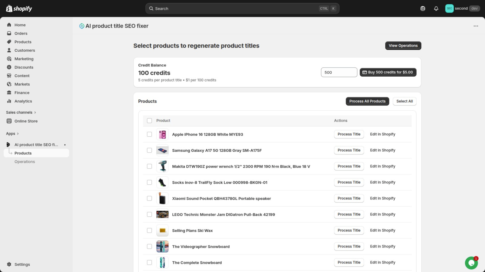 AI titles processing dashboard
