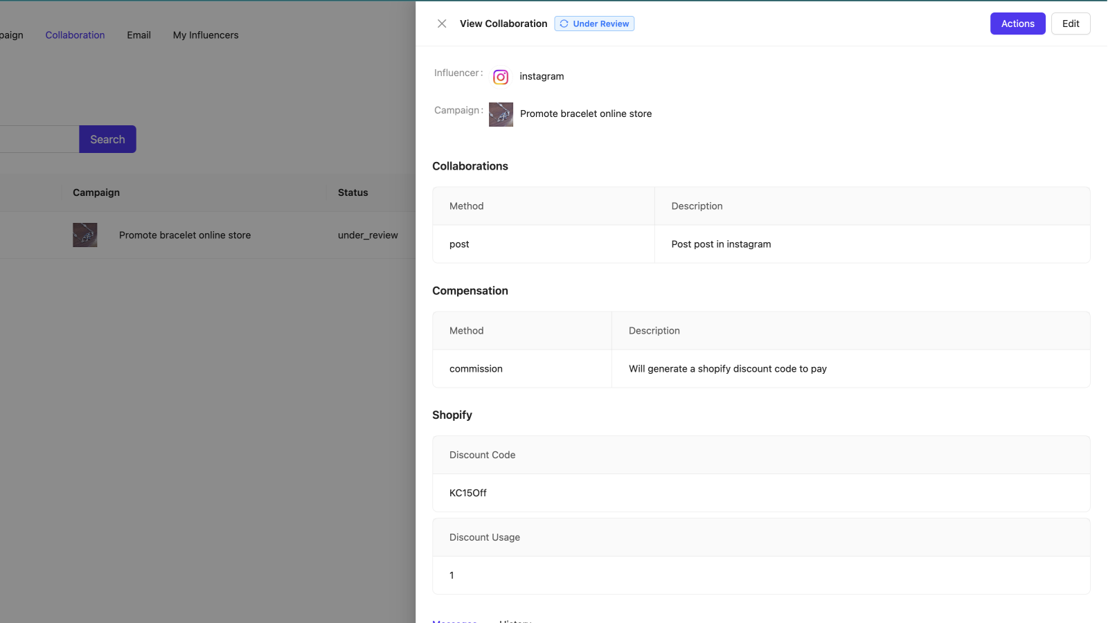 Track the discount code and usage