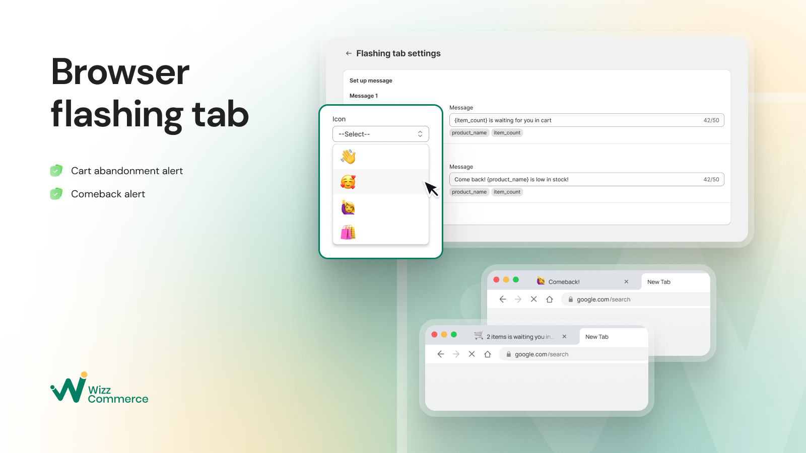 Reduce abandoned cart with flashing tab