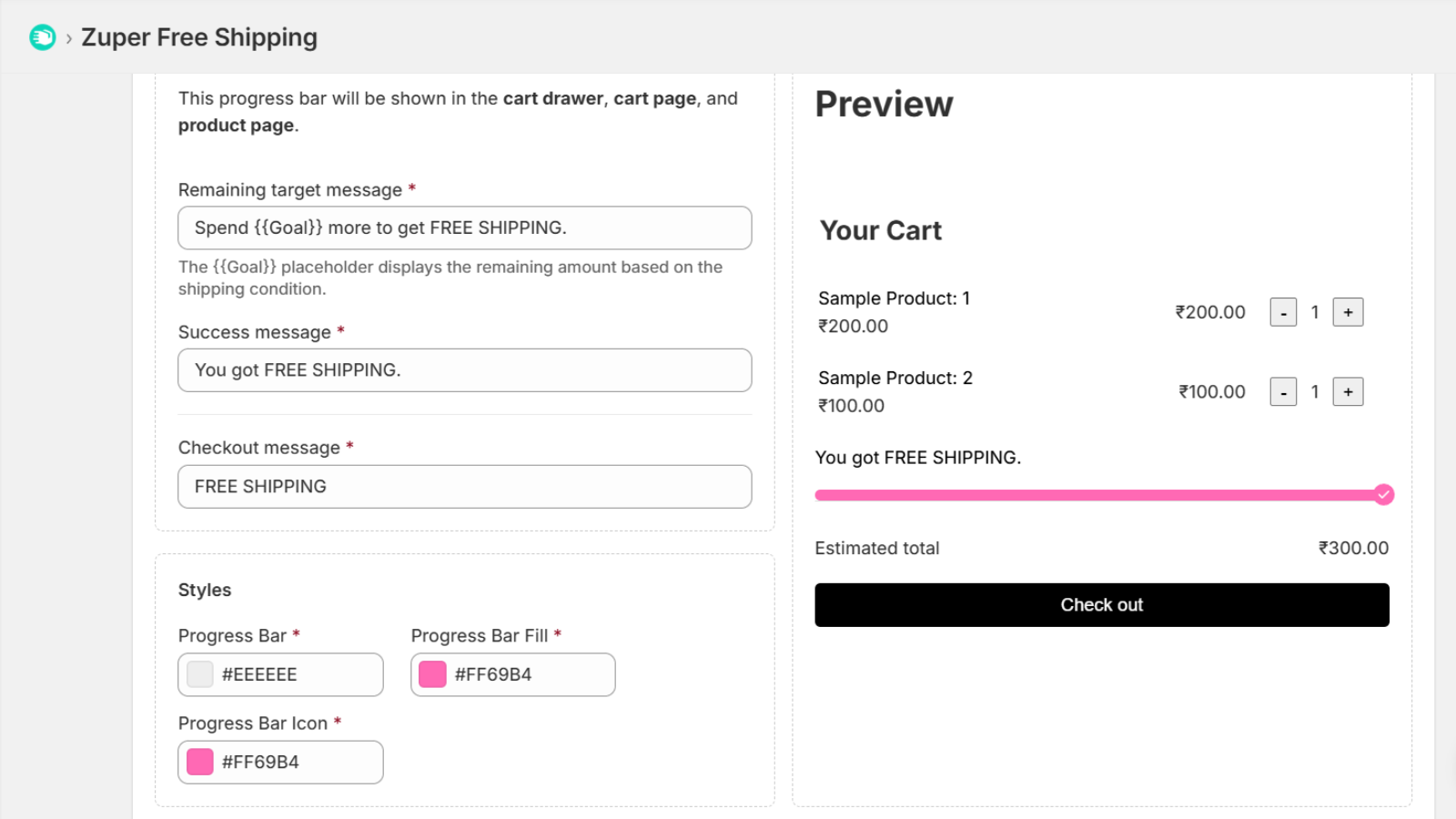 Zuper Free Shipping bar - 