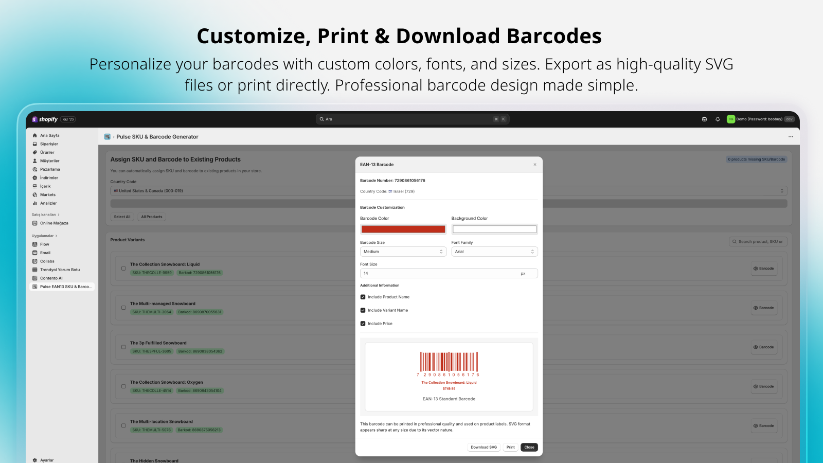 Customize, Print & Download Barcodes