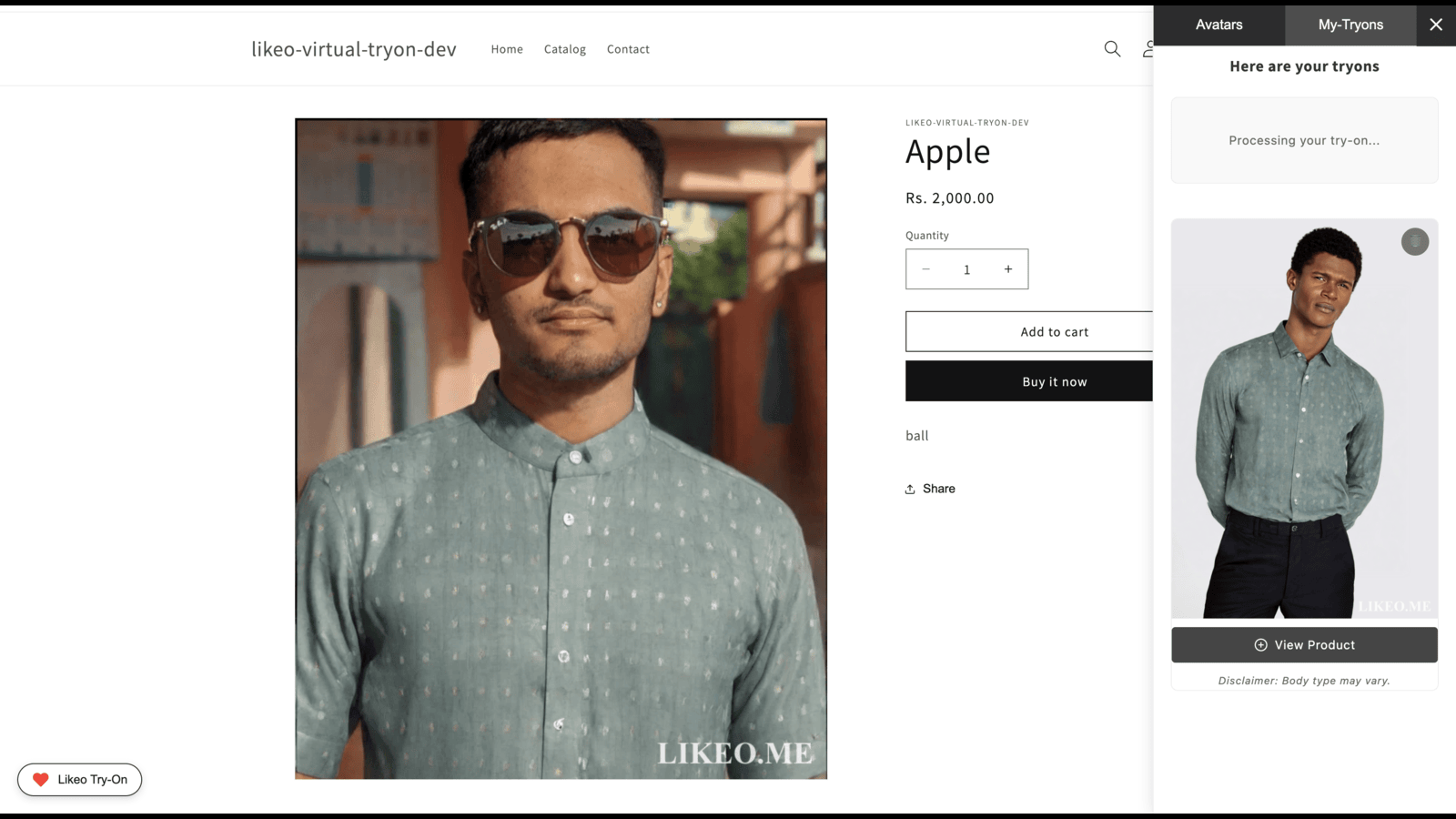 Output image is processed and shown in the My-Tryons Section