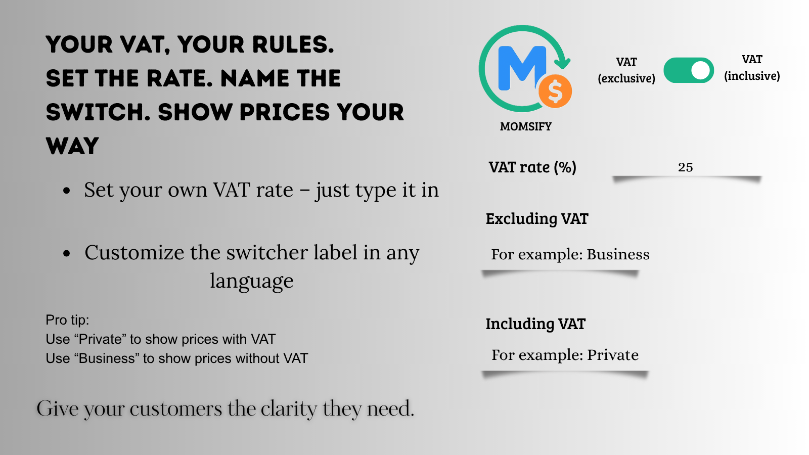 Fully Customizable VAT Display