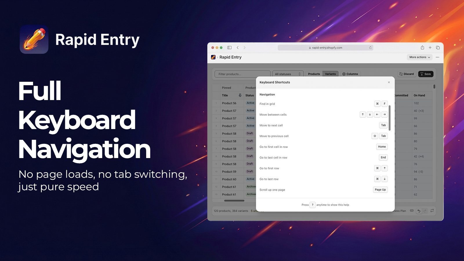 Rapid Entry - Full Keyboard Navigation