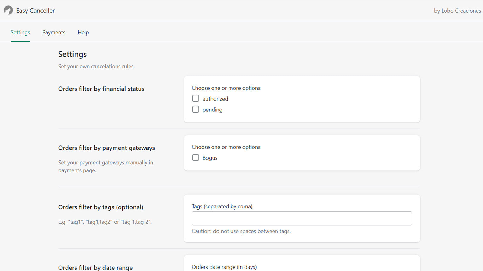 Easy Canceller Shopify - Lobo Creaciones