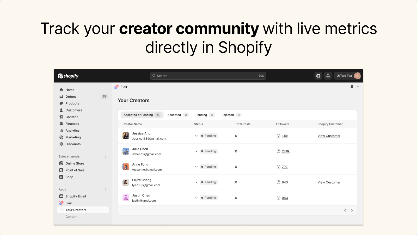 Track your creator community with live metrics