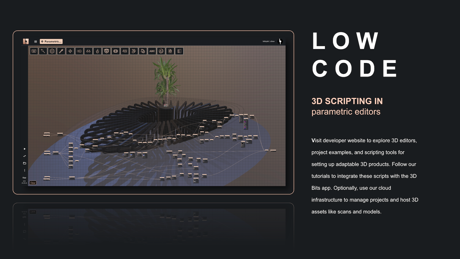 Rete visual programming editor that integrates with 3D Bits app