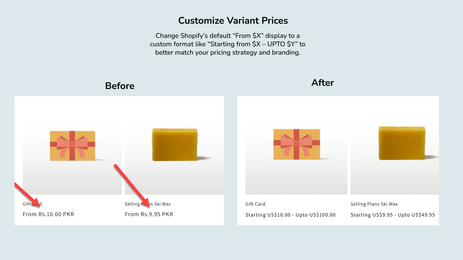 Minimum and maximum price range for shopify