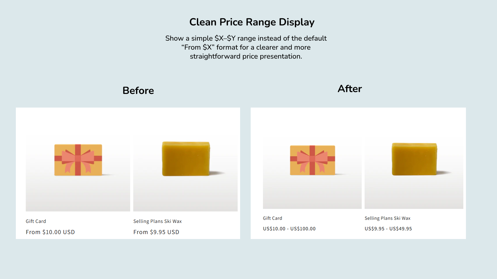 Variant Price Range for Shopify