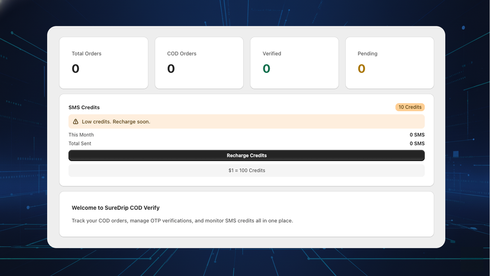 Screenshot 1 - Suredrip order confirmation Home page