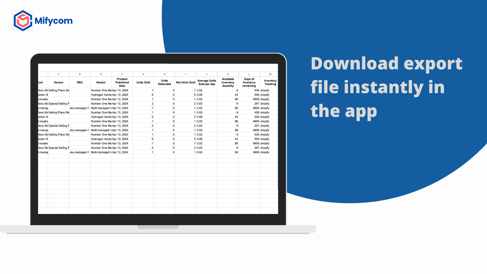 Download export file instantly in the app
