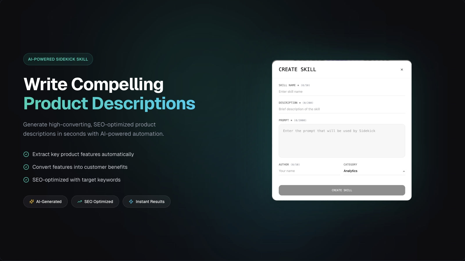Interface for creating custom AI skills and prompts