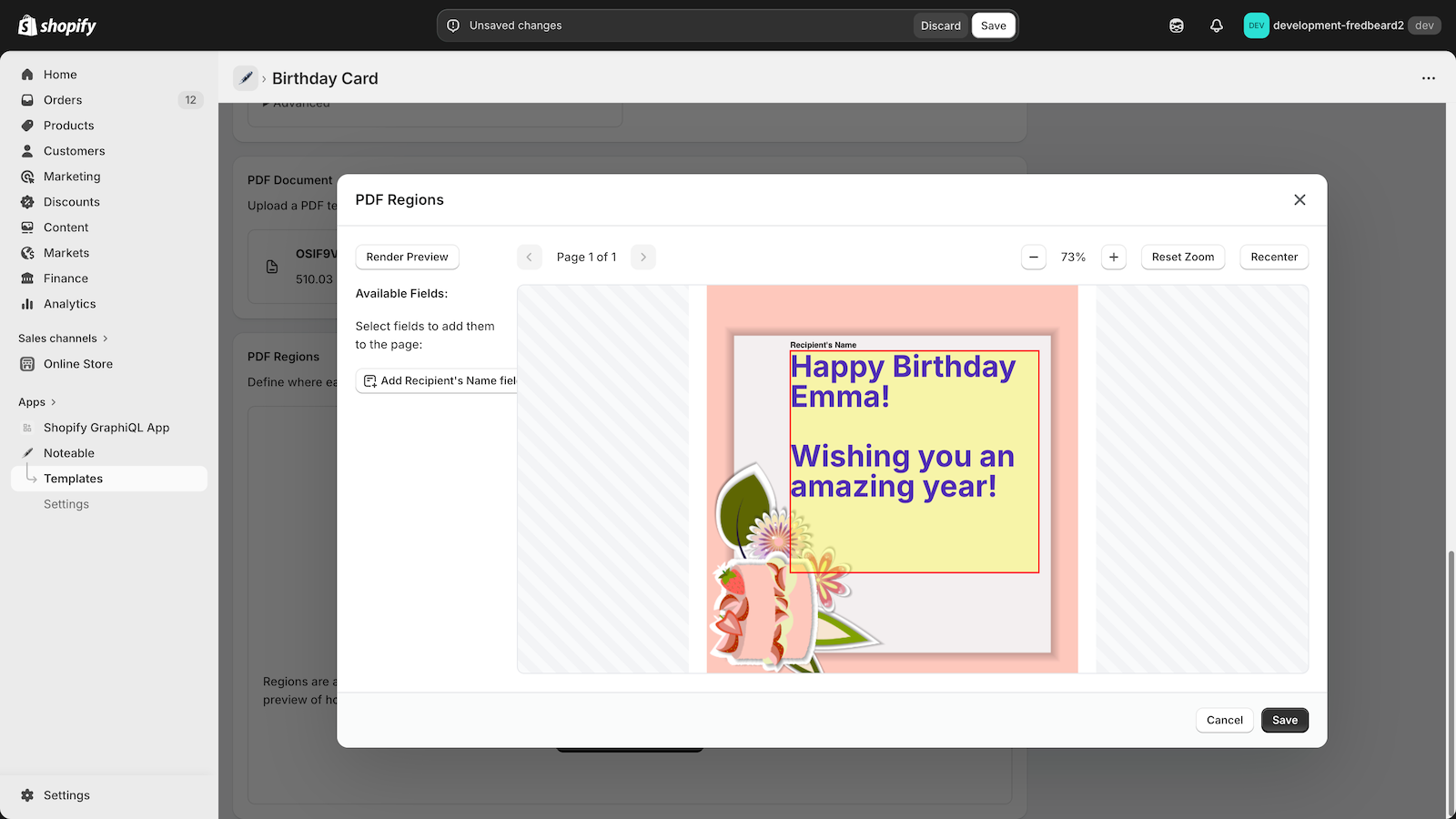 Select where to put fields in the PDF