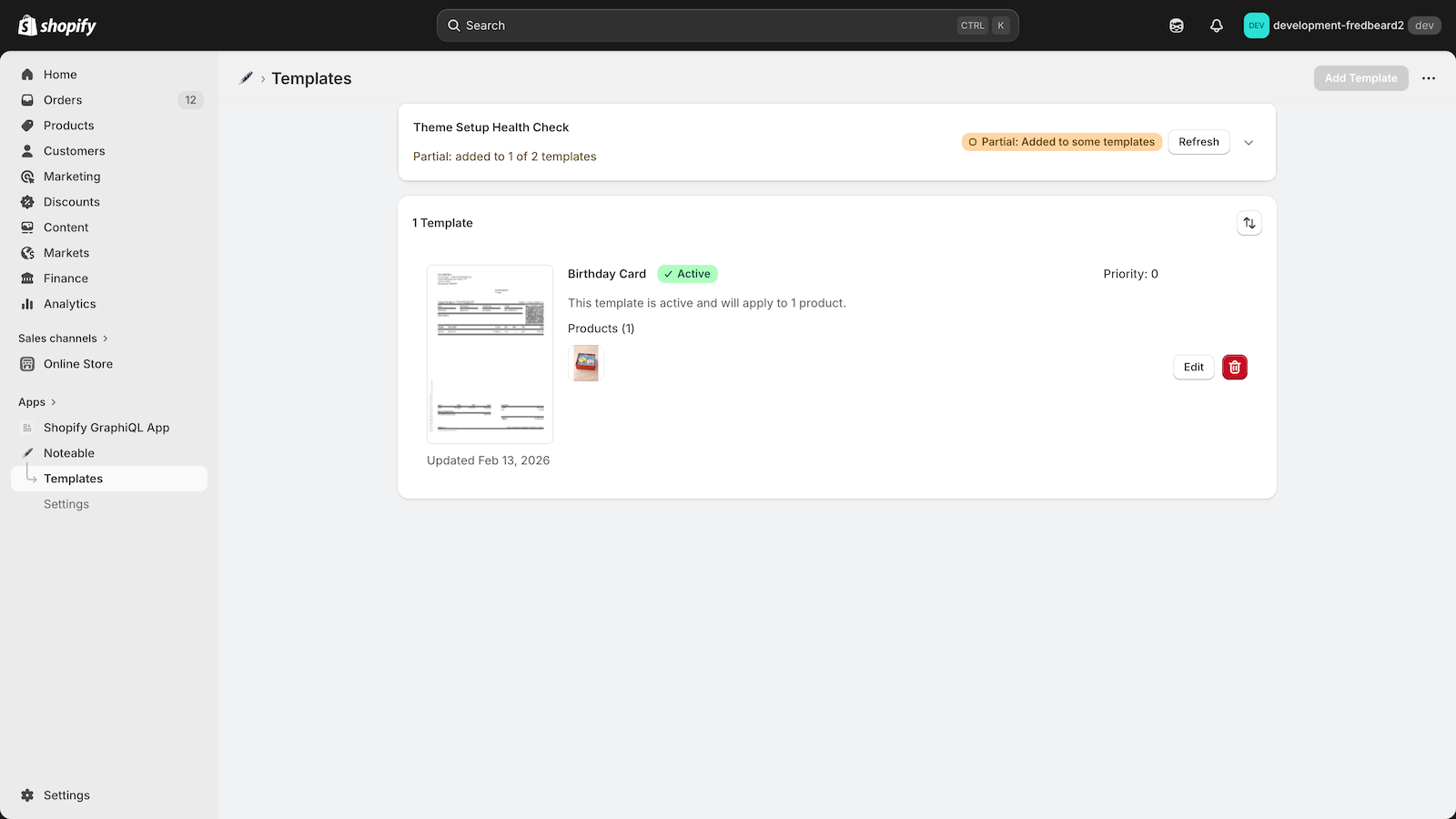 Notable template listing page