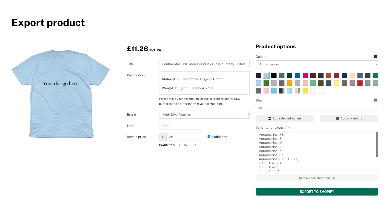 Export product to your store