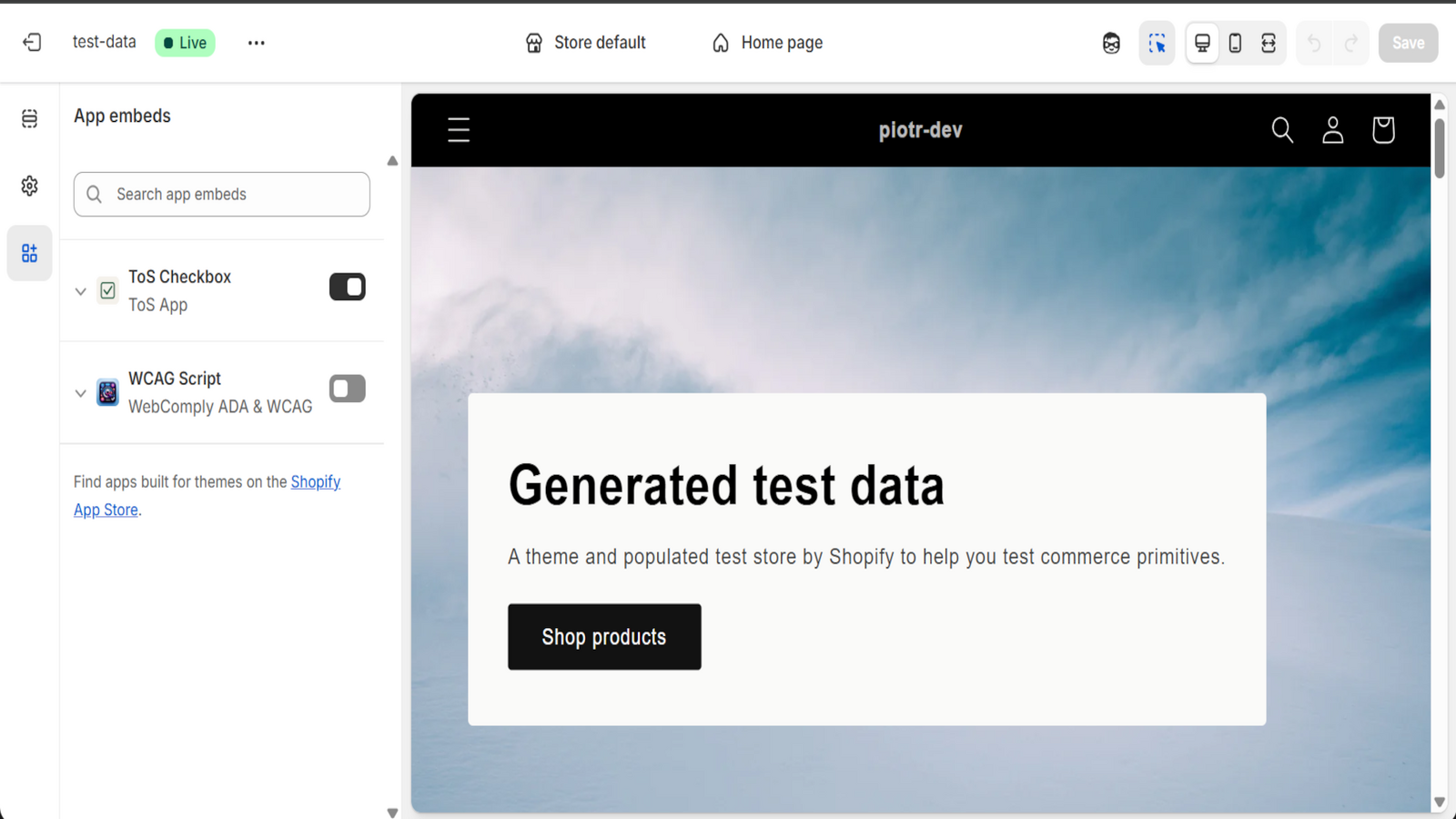 Turn on the component