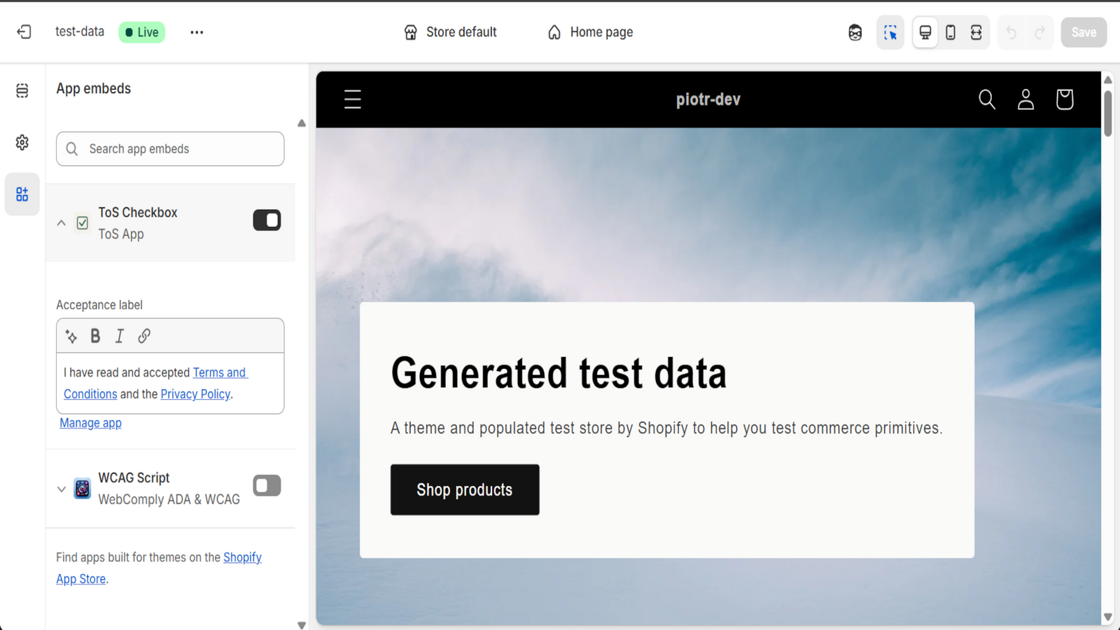 Edit the text of the component